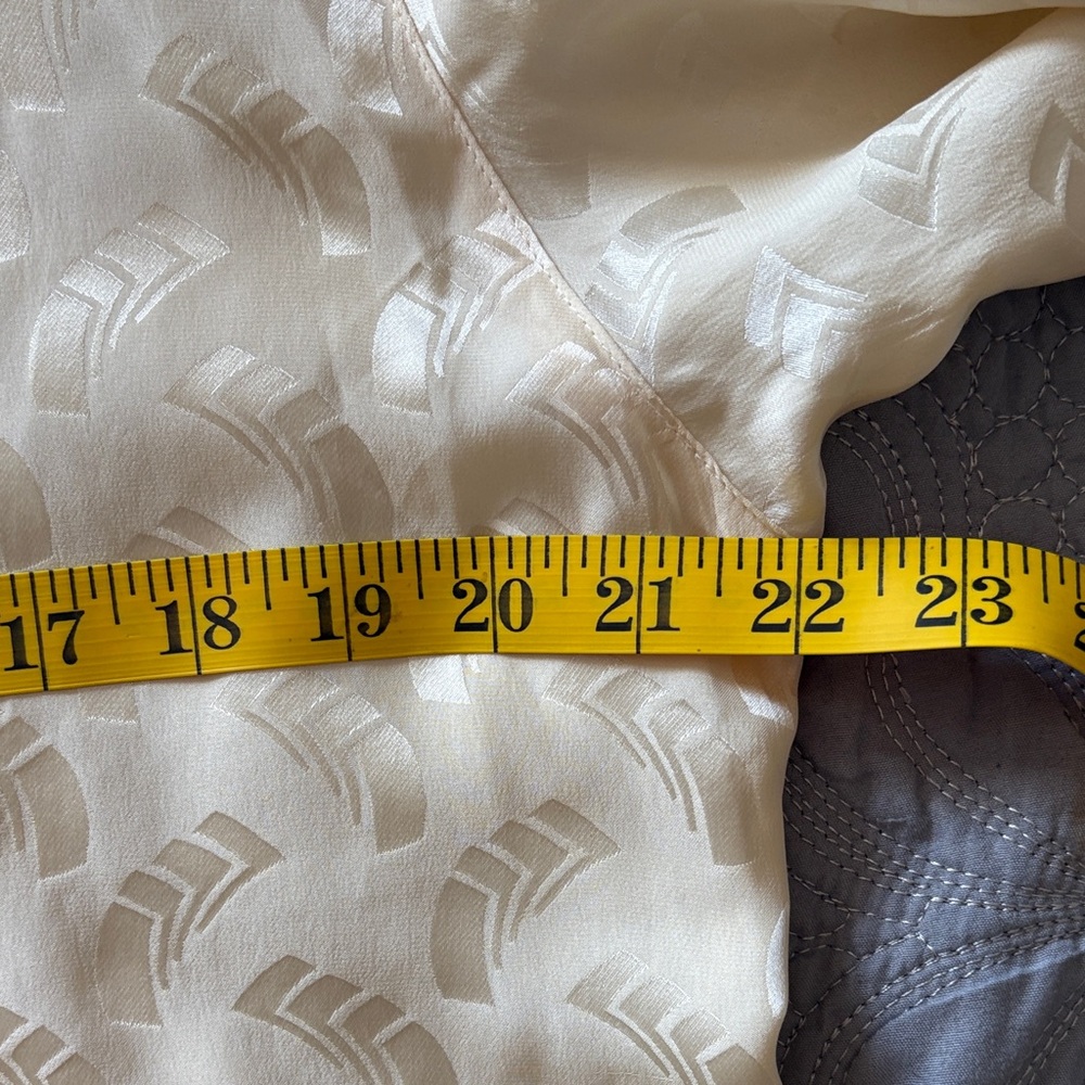 Vintage Pure Silk Champagne Blouse Art Deco Jacquard Button Front 14 Old Money - Picture 10 of 13